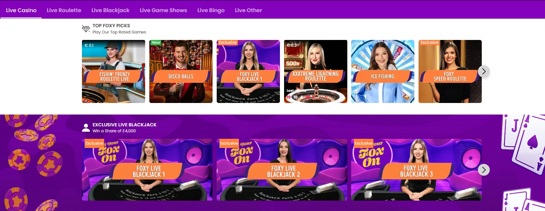 foxy casino live