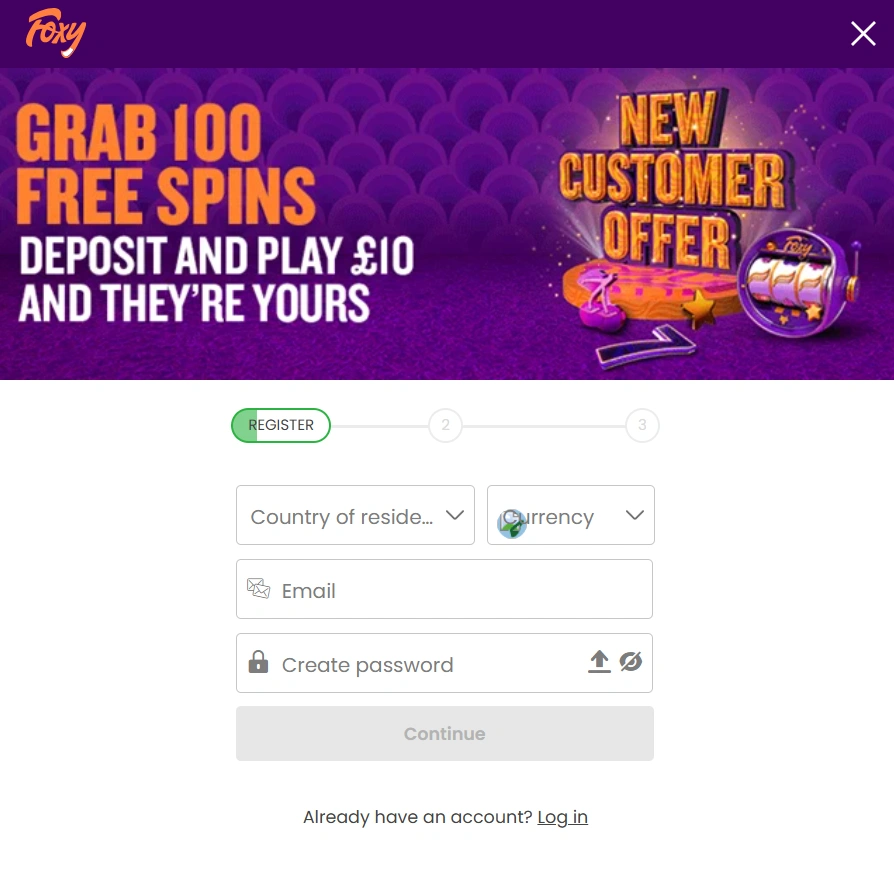 foxy bingo login